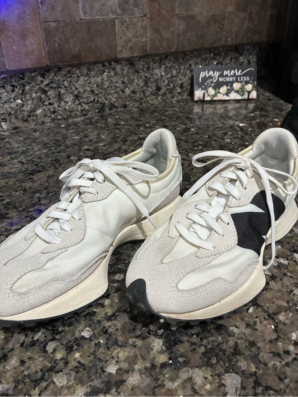 New Balance Women's Cream and Black Retro-Inspired Sneakers